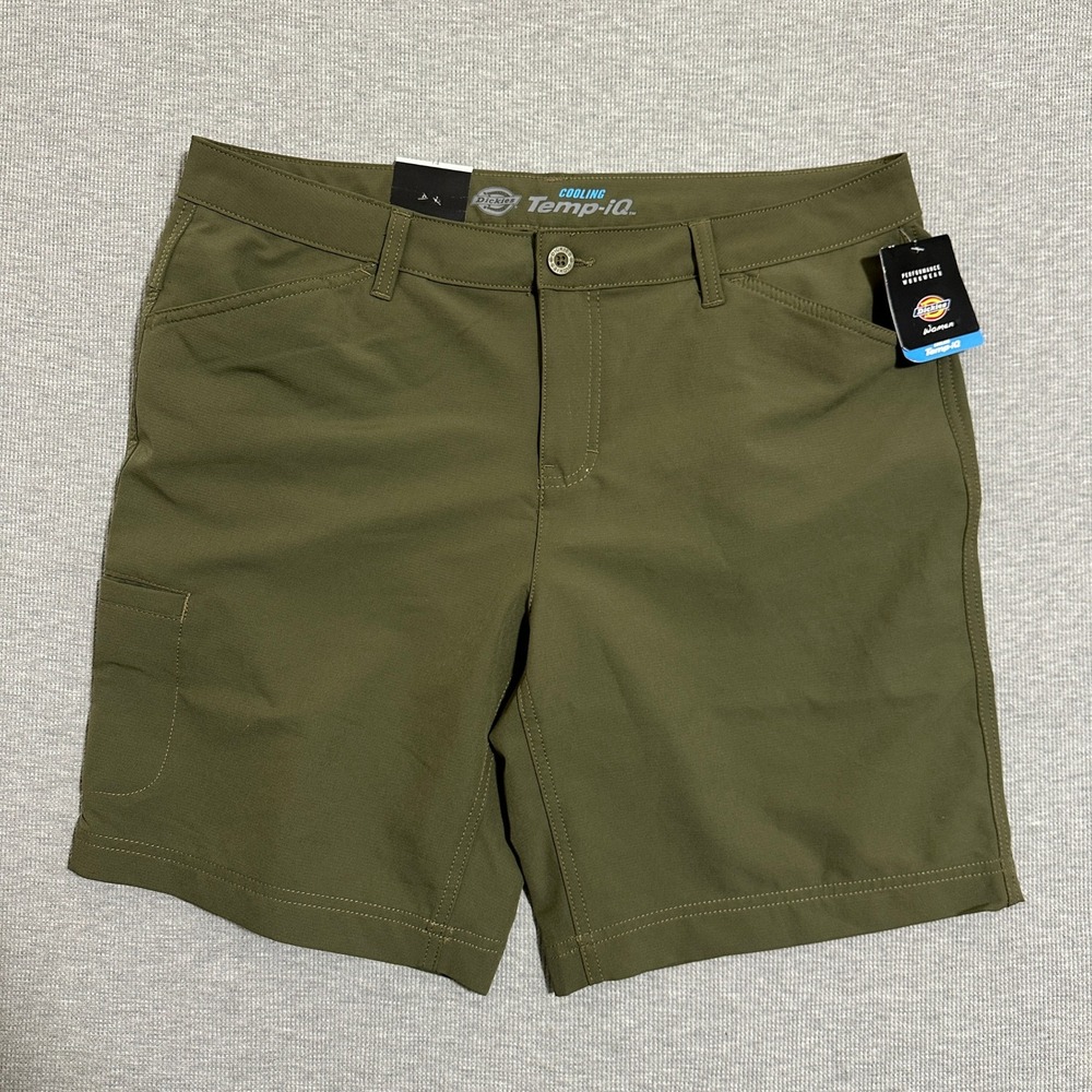 Dickies Temp-iQ Cooling Performance Shorts Moss Green Womens Size 14 NWT